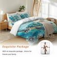 thumbnail image 7 of Vintage Teal Bedding Duvet Cover Set Queen Size 4 Pieces Sea Turtle Coral Starfish Marine Life Nautical Bedding Set with Zipper Closure, 1 Comforter Cover 90x92 Inches 1 Flat Sheet & 2 Pillow Cases, 7 of 7