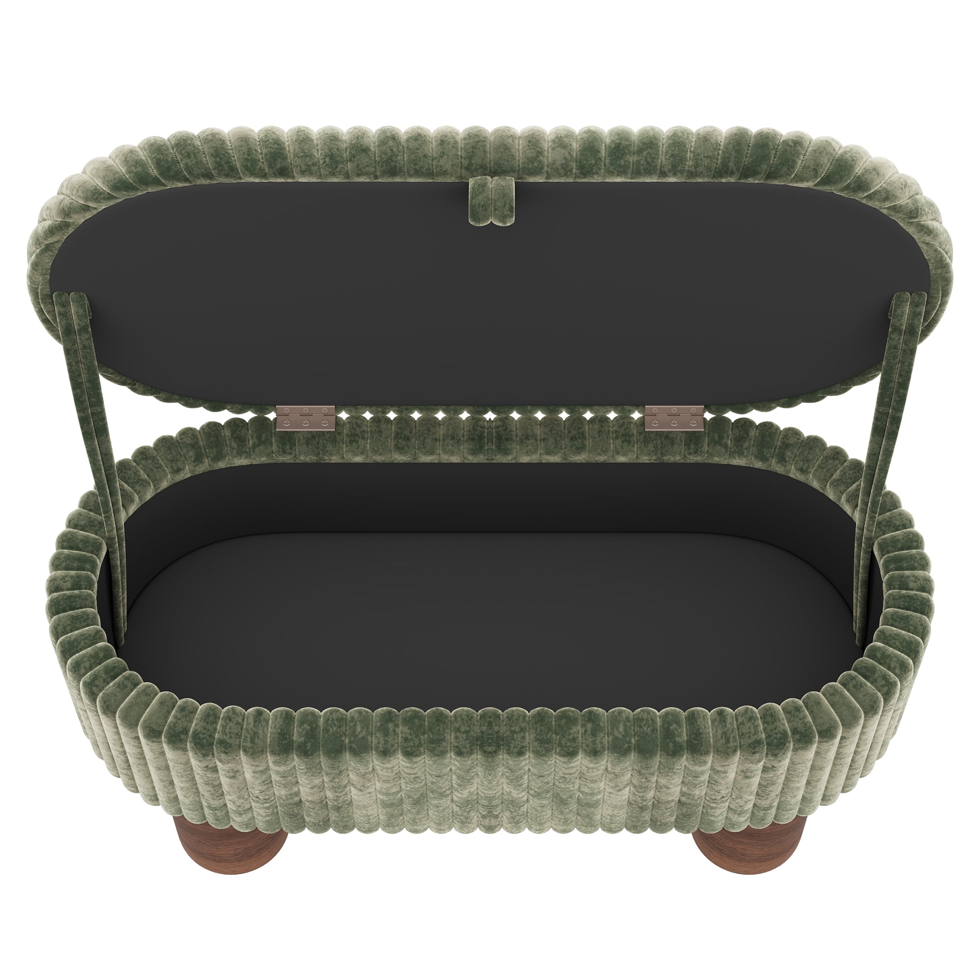 Euroco Modern Storage Ottoman Bench,Corduroy Upholstered Entryway Shoe Bench, End of Bed Bench for Living Room Bedroom,Green