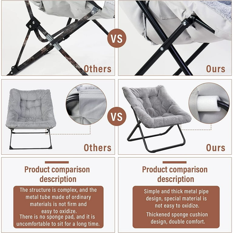 ZXNYH Saucer Chair, Soft Faux Fur Oversized Folding Accent