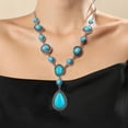 thumbnail image 2 of 3Pcs Bohemian Turquoise Jewelery Set for Women Western Jewelry Boho Turquoise Choker Necklace Pendant Vintage Dangle Earring Stretchable Bracelets Cowgirl Wedding Party Gift for Birthday Girlfriend, 2 of 6