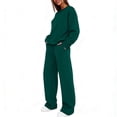 thumbnail image 6 of VV AVEORS Sweatsuits Women 2 Piece Outfit Oversized Sweatshirt Matching Wide Leg Sweatpants Y2K Baggy Track Suits Travel Lounge Fashion Set Dark Green L, 6 of 8