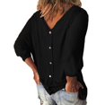 thumbnail image 2 of Women Christmas Printed Tunic Tops V Neck Shirts Blouse Plus Size Button T-shirt Tee High Quality, 2 of 3