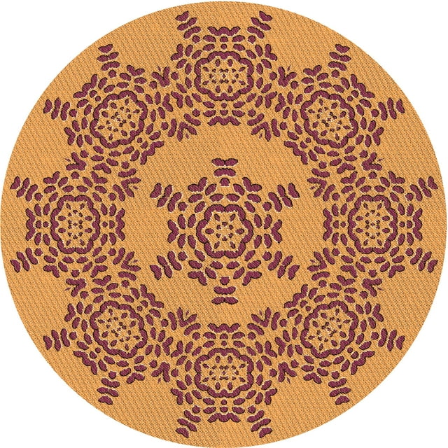 Ahgly Company Tapis Rond Lavable en Machine Intérieur Rouge Pamplemousse Transitionnel, 5 Pieds Rond