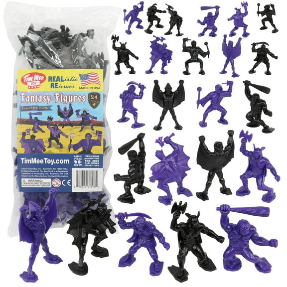 TimMee Legendary Battle Fantasy Figures - 3 inch Purple vs Black 24pc Set - USA