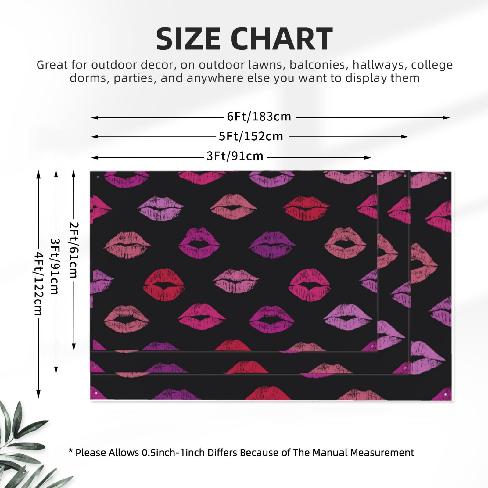 Lips Kiss Four Hole Decorated Banner Flag for Garden Yard Home Decoration Indoor Outdoor 4x6 Ft