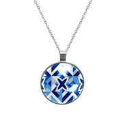 Flag of Israel Womens Glass Circular Pendant Necklace - Elegant Jewelry Piece for Women
