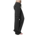 thumbnail image 2 of Petite Yoga Pants for Women High Waist Cargo Style Stretch Bootcut Lounge Workout Pants Black 3XL, 2 of 6