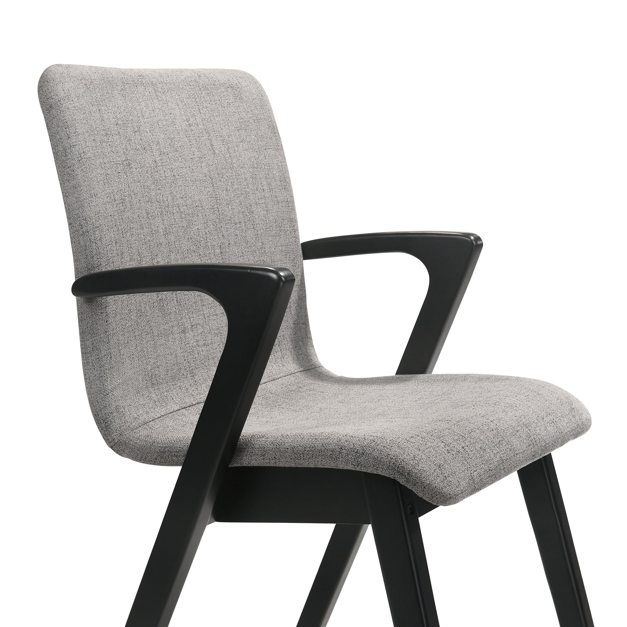 Varde Mid-Century Modern Dining Accent Chair with Black Finish and Grey Fabric - Set of 2