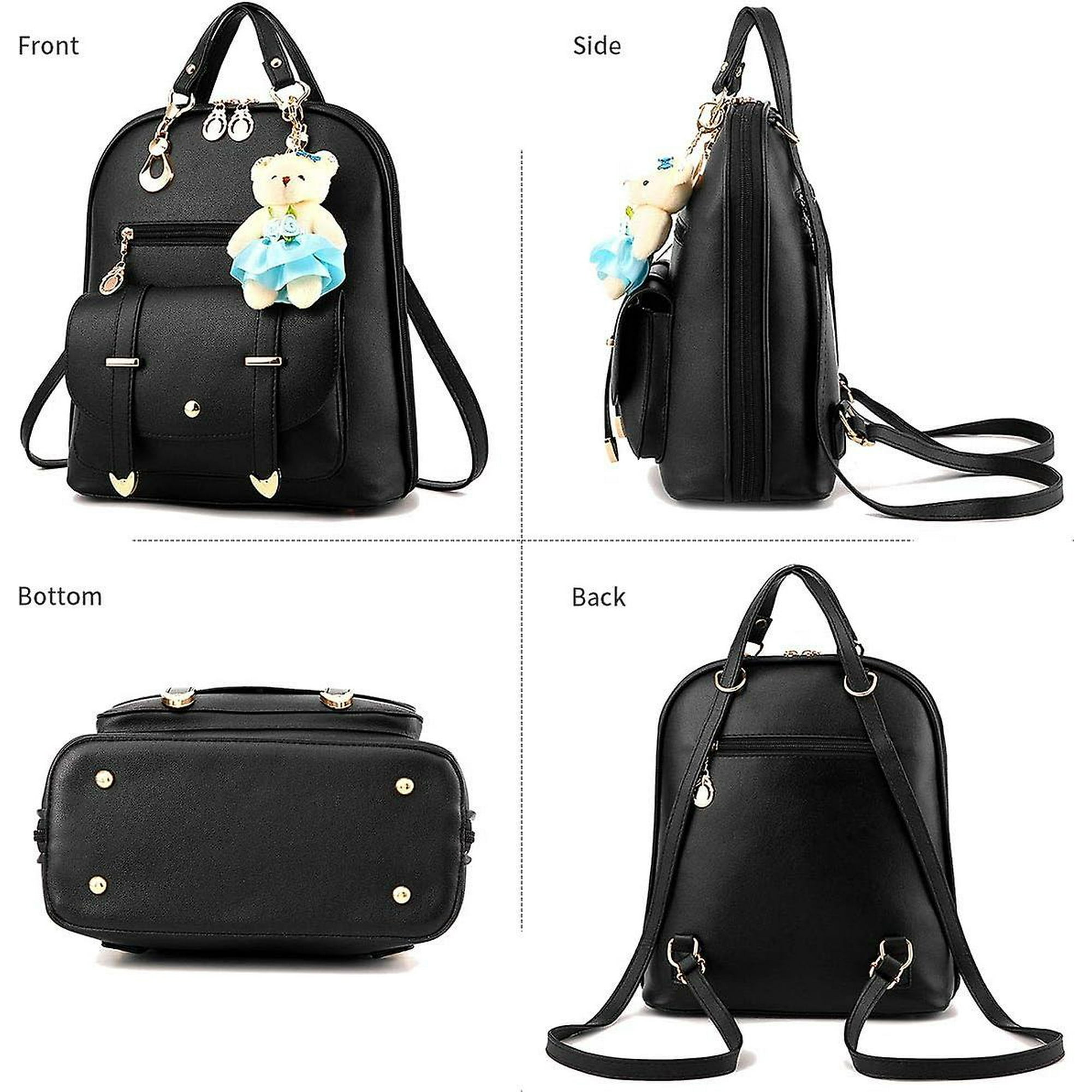 Backpack Purse for Women Large Capacity Leather Shoulder Bags Cute Mini Backpack for Girls Black Walmart