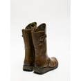 thumbnail image 5 of Fly London Womens Camel MES 2 Wedge Heel Buckle Mid-Calf Leather Zip Platform Boots, 5 of 6