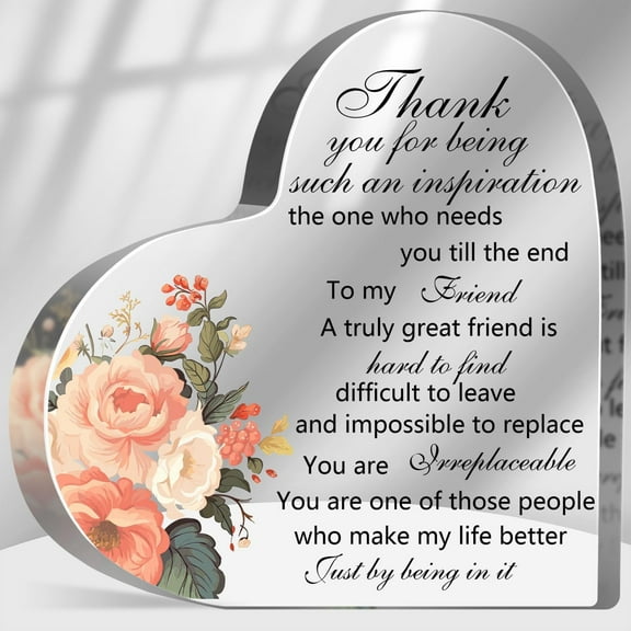 Thank You Gifts for Friends, Friendship Keepsake Acrylic for Women Sister Besties BFF, Friend Birthday Gift, Home Desk Decor Plaque, To My Friend Sign Gifts