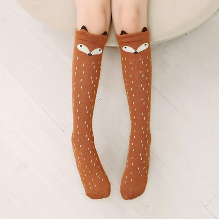 

EleaEleanor Girls Socks Cotton Over Calf Knee High Socks (Cartoon Animal Panda Cat Bear Fox) Cartoon Animal Cat Bear Fox Cotton over Calf Knee High Socks