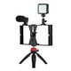 thumbnail image 1 of Kit de soporte para video para smartphone con trípode, soporte de agarre, micrófono y luz LED - YouTube rojo, 1 of 9
