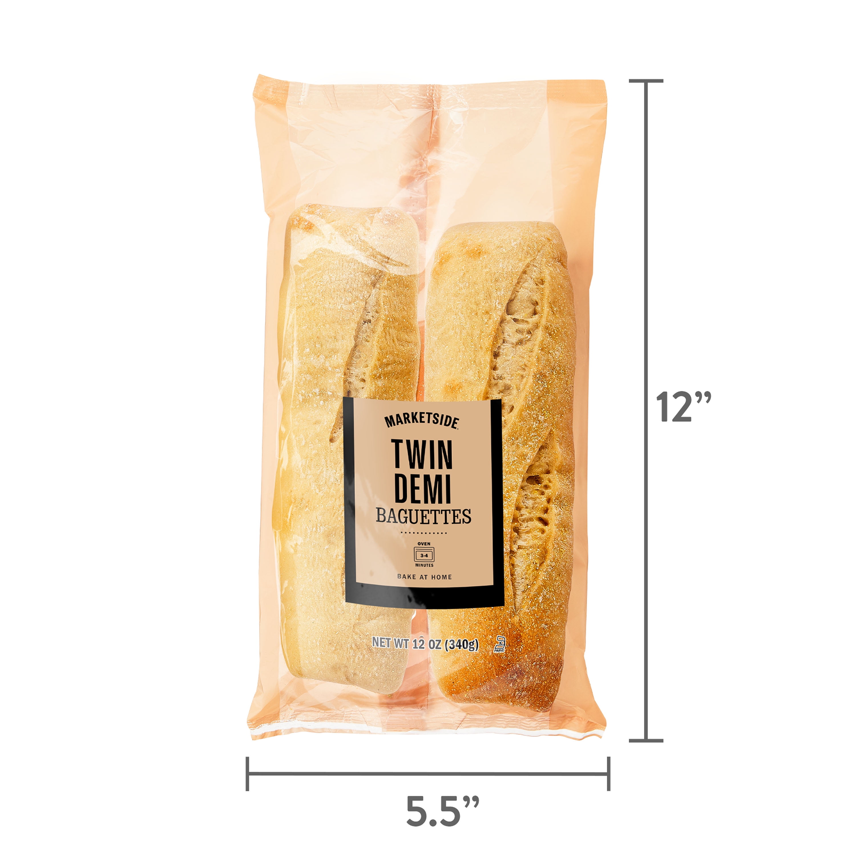 Marketside Bake at Home Twin Demi Baguette, 12 oz, 2 Count