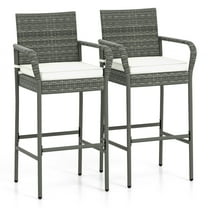 Topbuy 2 Pcs Outdoor Bar Stools with Cushions, Mix Gray
