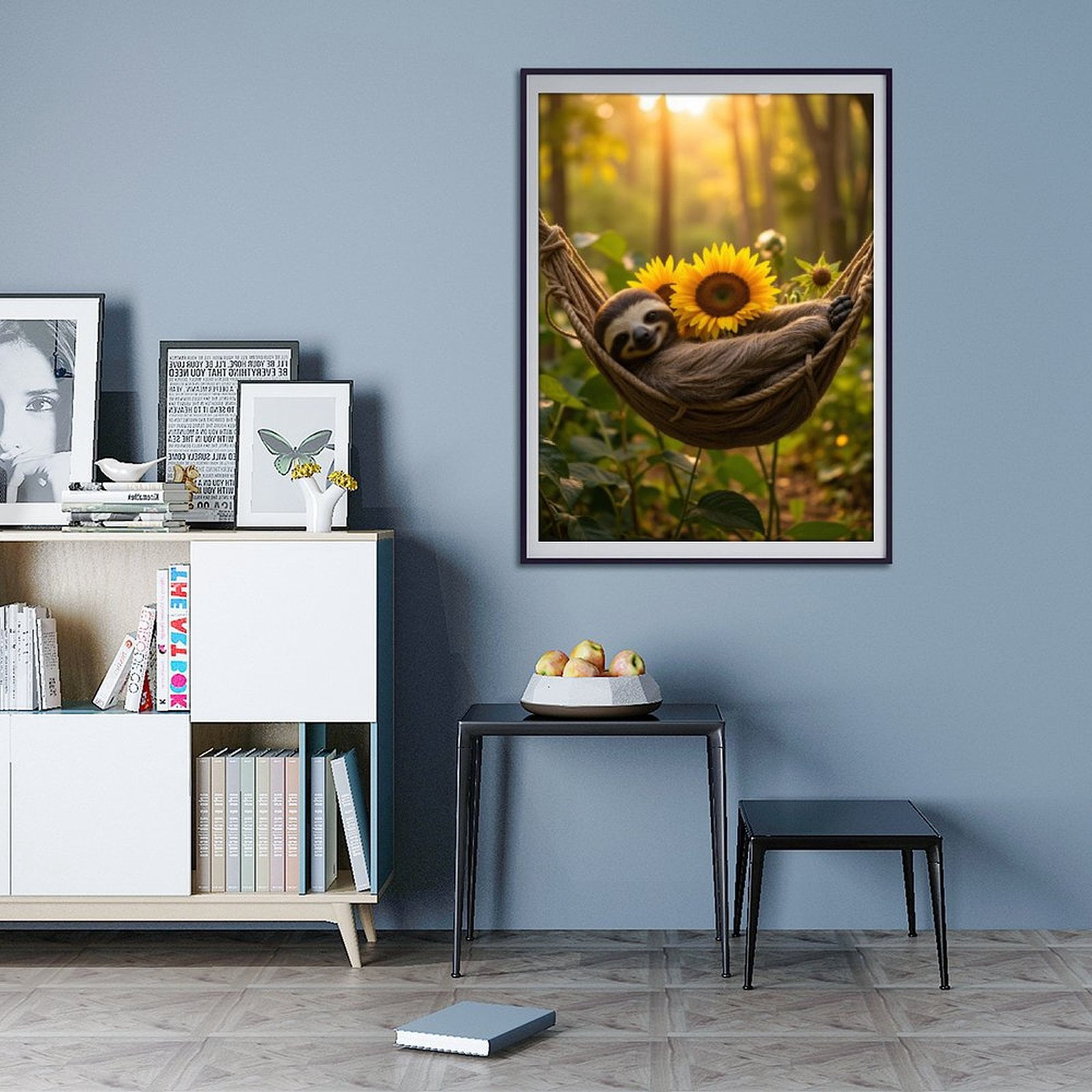 Diamond Art Kit for Adults, Cute Sloth Sunflower Hammock Greenery Diamond Painting for Adults Beginners, DIY Diamond Art Painting Kits, 5D Diamond Painting Crafts for Home Decor 12x16 Frameless