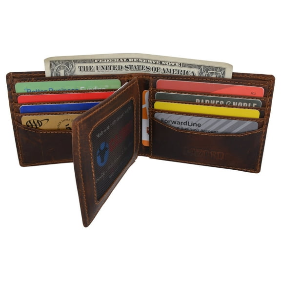 RFID Blocking Vintage Hunter Brown Leather Men's Wallet Full Grain Cowhide