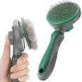 thumbnail image 1 of Dog Brush Cat Brush (Green), Self-Cleaning Dog Brush for Beauty, Dog and Cat Comb with Handle for Short/Long Hair, Pet Brush with Self-Cleaning Knob for Removing Undercoat, Loose Hair and dirtiness, 1 of 5