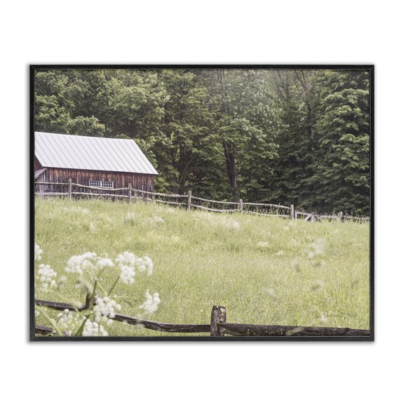 Stupell Industries Farmhouse Rural Country Cottage Grassland Field Black Framed Giclee Art, 20 x 16, by Sue Schlabach