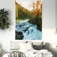 thumbnail image 3 of European Tapestry, River in Norway Sunrise Sunbeams Through Pine Trees Springtime Scenic, Wall Hanging for Bedroom Living Room Dorm Decor, 60W X 80L Inches, Baby Blue Apple Green, by Ambesonne, 3 of 5