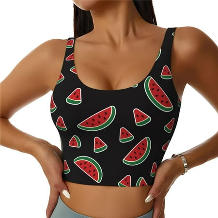 Jgfou Watermelon Print Womens Sports Bra - Padded Workout Sports Bras Crop Tank Top