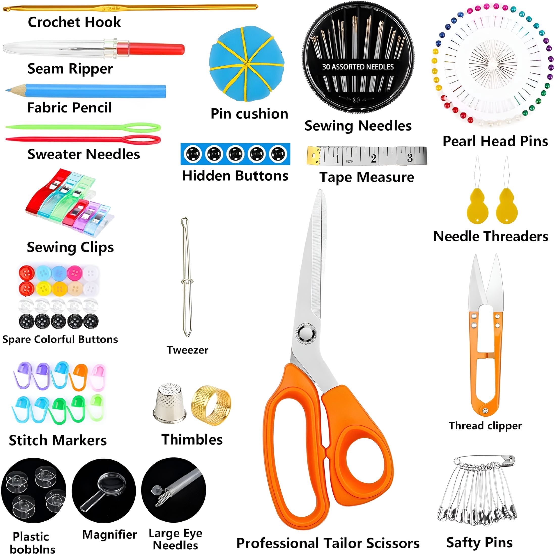 TUWAFE 2026 New Sewing Kit for Adults,Needle&Thread Kit for Sewing,Professional Sewing Supplies Accessories with Tailor Scissors,43Xl Thread,30 Needles,Yarn Snips&More for Travel Home Beginners