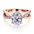 thumbnail image 2 of Kobelli 14K Gold Ribbon Bypass Oval Moissanite Engagement Ring HI/VS, DEF/VS, 2 of 6