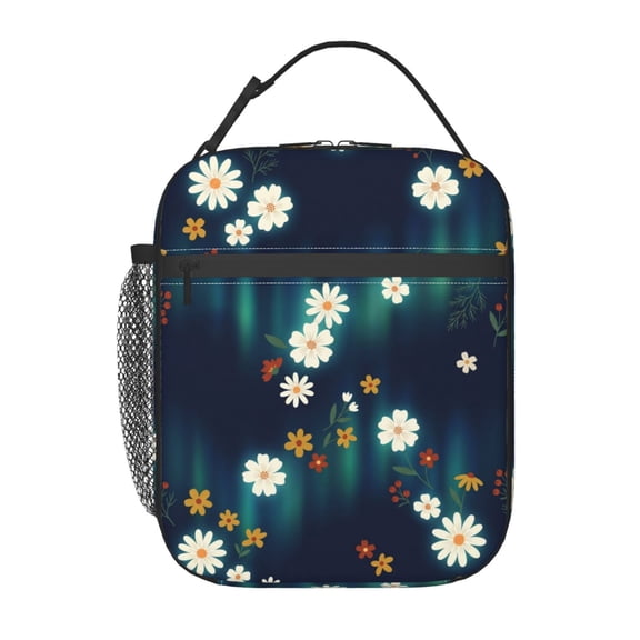 Boho Flower Lunch Bag Tropical Floral Insulated Lunch Box Reusable Portable Cooler Tote Bag For Women Men Work Picnic Office Travel