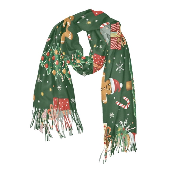 FORMRS Womens Scarf Winter Soft Long Big Warm Shawls Wrap Tassel Scarves, Christmas Tree