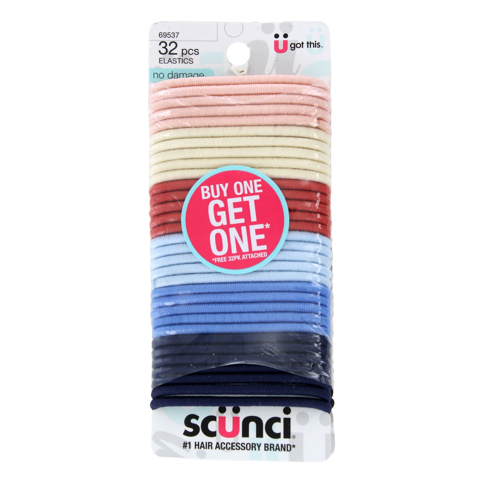 Scunci U Got This No Damage Hair Elastics Ponytailers, Assorted Colors