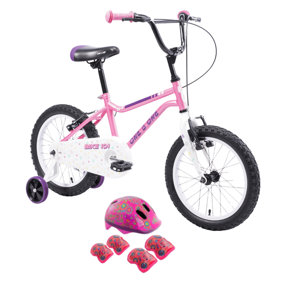 Bicicleta ONE O ONE R16 1v. Rosa con Casco y Protecciones