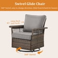 thumbnail image 2 of PARKWELL 5 Pieces Patio Furniture Set with Fire Pit Table, Outdoor All-Weather Wicker Conversation 360 Degree Swivel Gliders Chairs Set, Modern Seating Furniture for Porch Deck, Brown/Gray, 2 of 13
