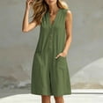 thumbnail image 2 of Tqcoqu Overall Shorts for Women,Sleeveless V-Neck Button Down Romper,Casual Loose Fit Summer Short Jumpsuit with Pockets,Army Green Women's S-XXL, 2 of 10