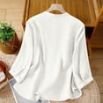 thumbnail image 5 of Dpjklzsn Women's Cotton Linen Embroidered Blouse, 3/4 Sleeve Button Down Shirt, Loose Fit Casual Summer Top, 5 of 9