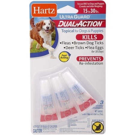 Hartz UltraGuard Dual Action Topical Flea & Tick Treatment for Dogs and Puppies - 15-30lbs, 3 Monthly Treatments