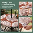 thumbnail image 5 of Round Outdoor Tablecloth with Umbrella Hole and Zipper, Burnt Orange Scallop Coastal Tablecloth with Elastic Waterproof, Summer Beach Nautical Patio Table Covers for 55" - 60" Picnic Pool Tables, 5 of 9