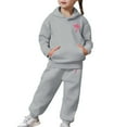 thumbnail image 2 of LIUYUNNN Kids Toddler Sweatsuit 2PC Long Sleeve Letter Grey Sweatshirt Sweatpants Winter Clothes Clothes for 6-7 Years Old Girls Boys Girls Fall and Winter Outfits, 2 of 6