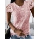 thumbnail image 2 of Camiseta De Encaje Con Cuello Redondo, Elegante Camiseta De Manga Corta Para Primavera Y Verano, Ropa De Mujer, 2 of 4