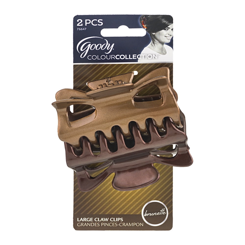 76647 GOODY COLOUR COLLECTION BRUNETTE LARGE CLAW HAIR CLIPS 2 PCS.