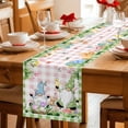 thumbnail image 5 of Easter Table Runner - 120 Inch Long Spring Gnomes Floral Bunny Duck Green Pink Plaid Cotton and Linen Blended Dress Scarves Farmhouse Table Runner for Kitchen Dining, Coffee Table, 13" x 120", 5 of 8