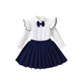thumbnail image 2 of jsaierl Knit Outfits for Baby Girls Cute 2Pcs Ruffle Long Sleeve Sweater Top and Pleated Skirt Sets Infant Girls Fall Outfits Christmas Gift 6M-4T, 2 of 6