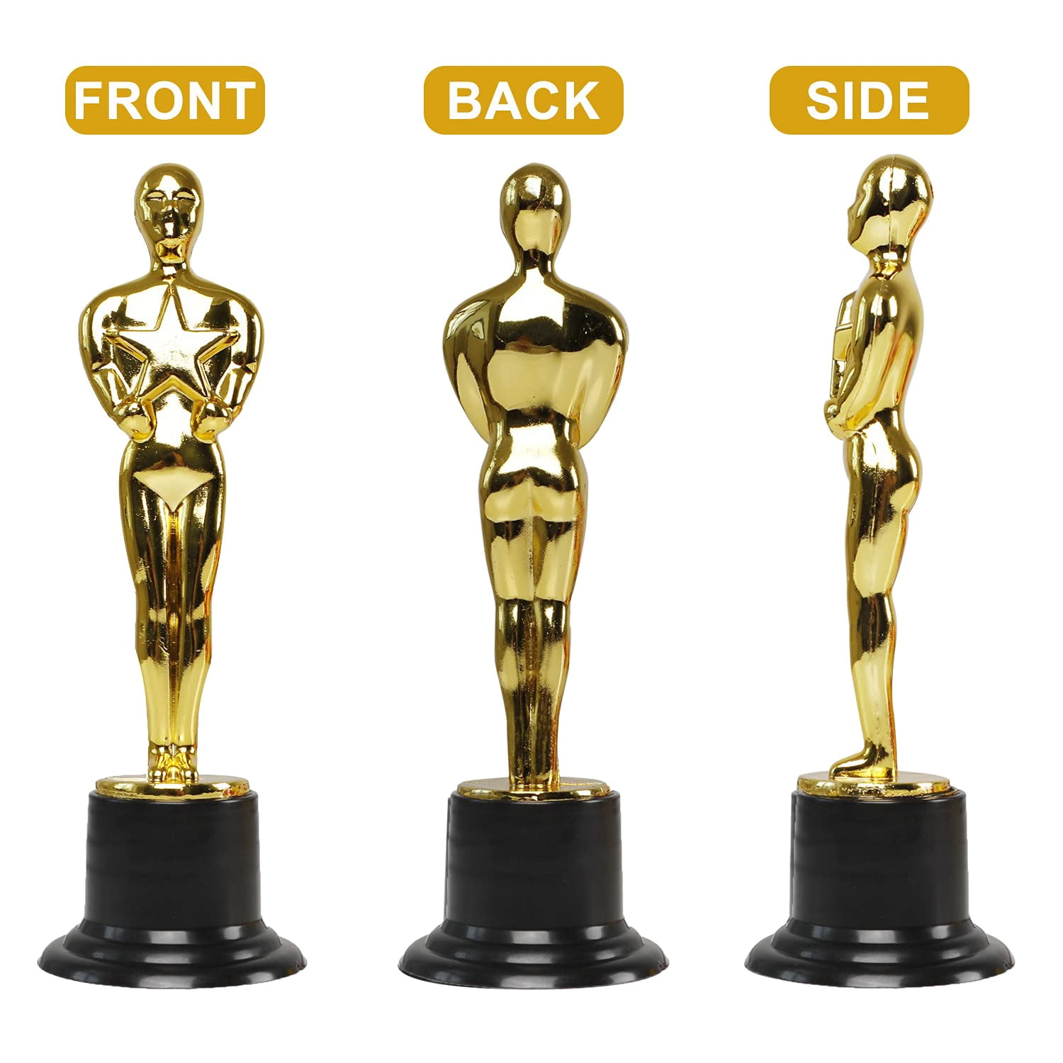 24 Pack Plastic Gold Star Award Trophies Statuette for Party Favors,School Award,Game Prize,Party Prize
