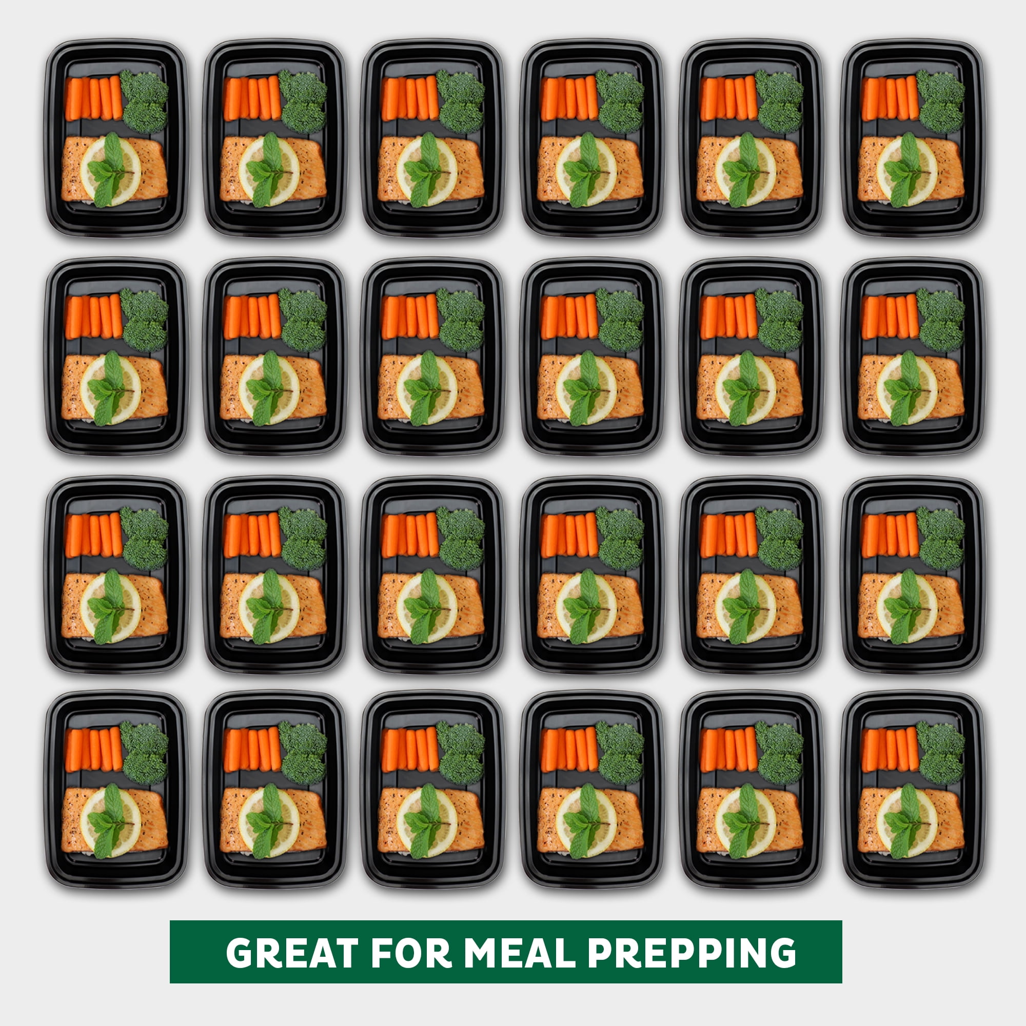 Freshware 15-Pack Reusable 1-Compartment Bento Meal Prep Lunch Boxes with Lids
