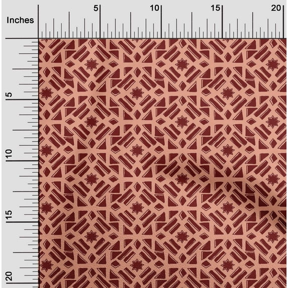 oneOone Organic Cotton Voile Fabric Geometric Block Print Fabric By The Yard 42 Inch Wide