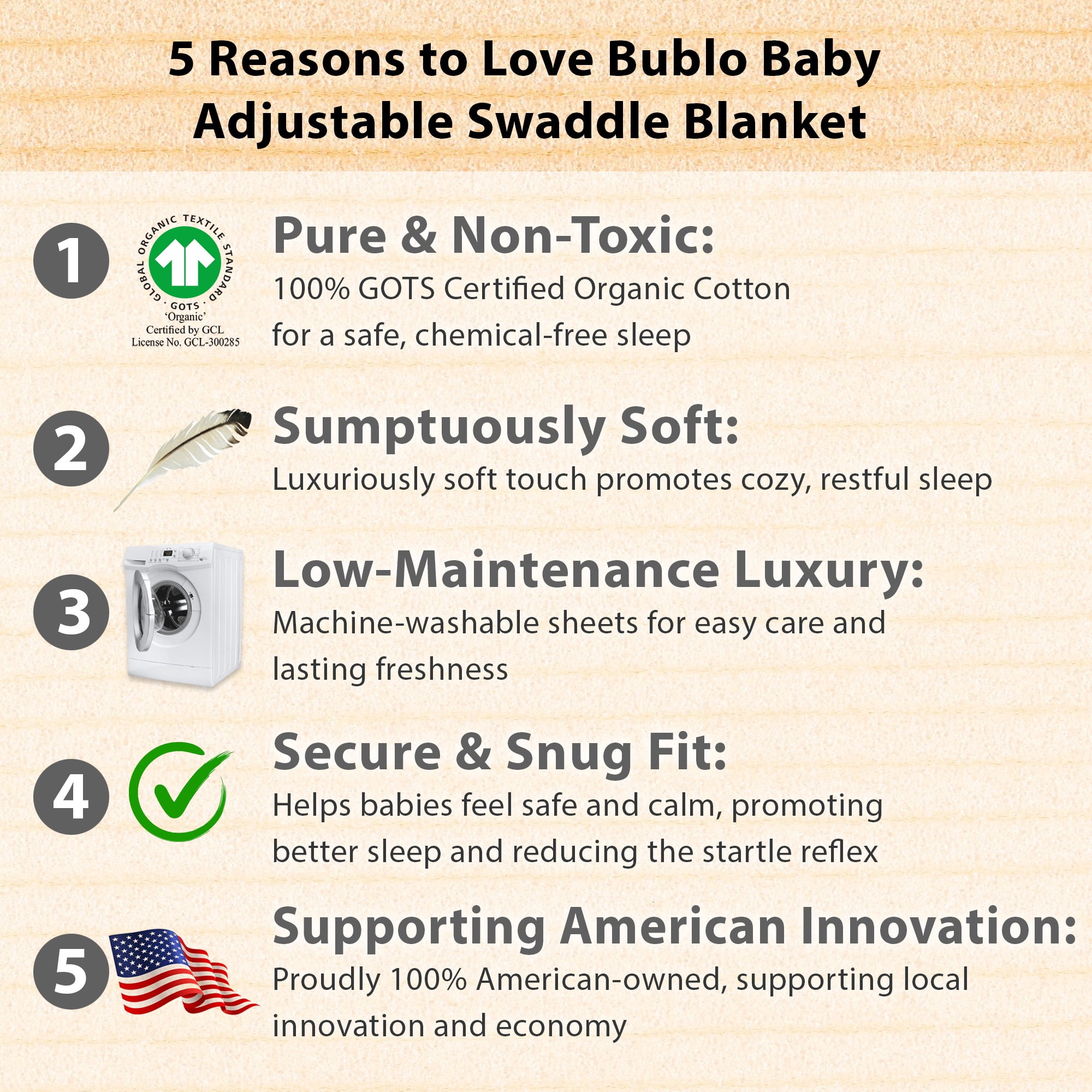 Bublo Baby Swaddles for Newborns 0–3 Months, Organic Cotton Baby Swaddle Blanket, Infant Swaddle Sack, Baby Swaddles 0–3 Months, Newborn Sleep Sacks, Baby Blanket Sleep Sack for Baby Boys & Girls