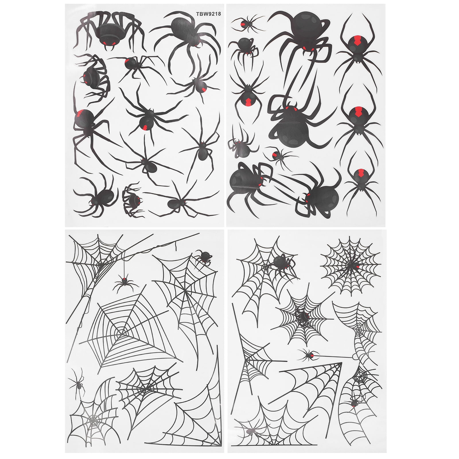 HOMEMAXS 4 Sheets Halloween Spider Web PVC Sticker PVC Decals Wall ...