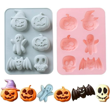 2 Pack Halloween Silicone Cake Mold Pumpkin Bat Skull Ghost Shape ...