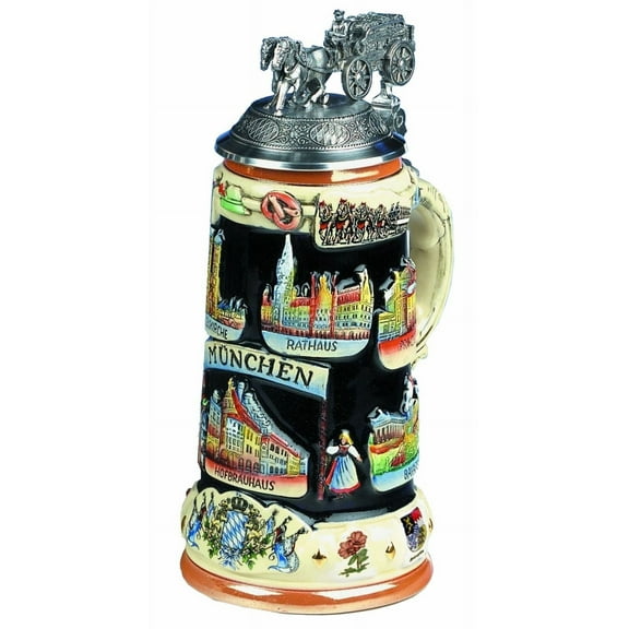 German Beer Stein Munich Panorama Stein 0.75 liter tankard, beer mug