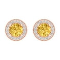 thumbnail image 3 of 1.18 ct Screw-Back Stud Earrings for Women | 5mm Round Cut Natural Citrine | 18K Rose Gold, 3 of 5