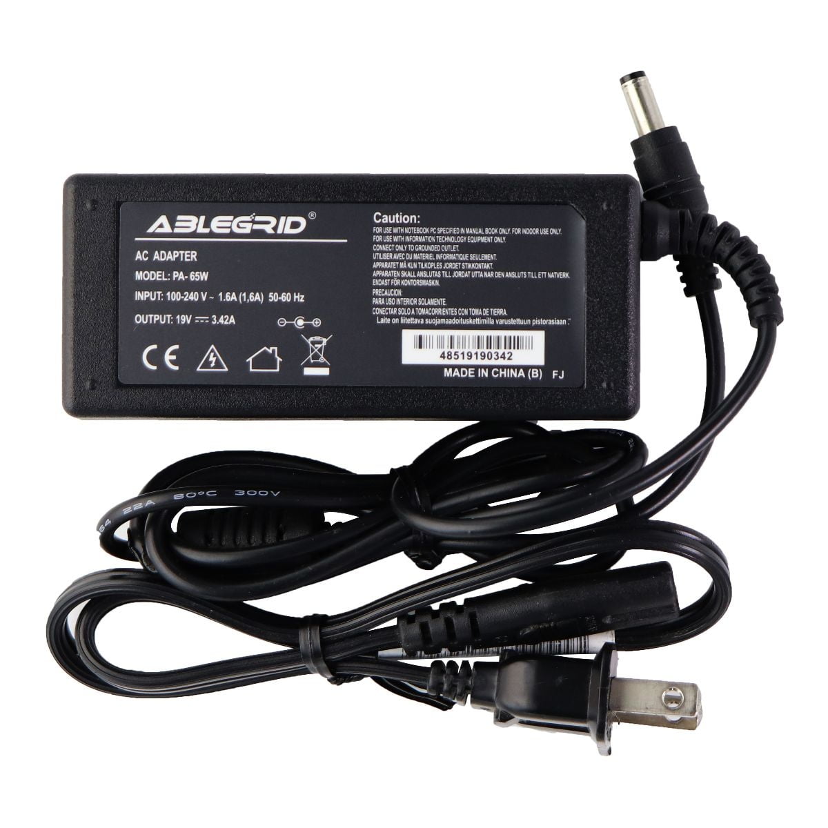 Ablegrid (PA65W) AC Adapter 19V Black (Refurbished)